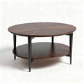 Round coffee table with wood veneer finish and lower storage shelf 80 x 80 x 45cm