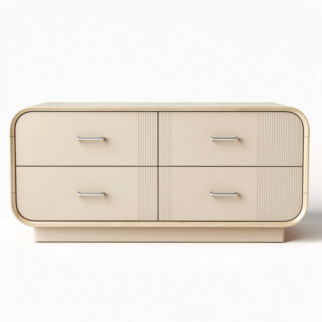 Beige wooden storage cabinet with four drawers 90 x 40 x 40cm