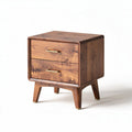 Walnut nightstand with two drawers and gold handles 50 x 40 x 45cm