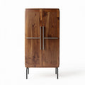 Natural oak wood storage cabinet for home organization 80 x 40 x 180cm