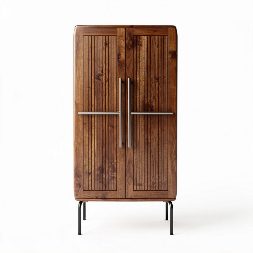 Natural oak wood storage cabinet for home organization 80 x 40 x 180cm