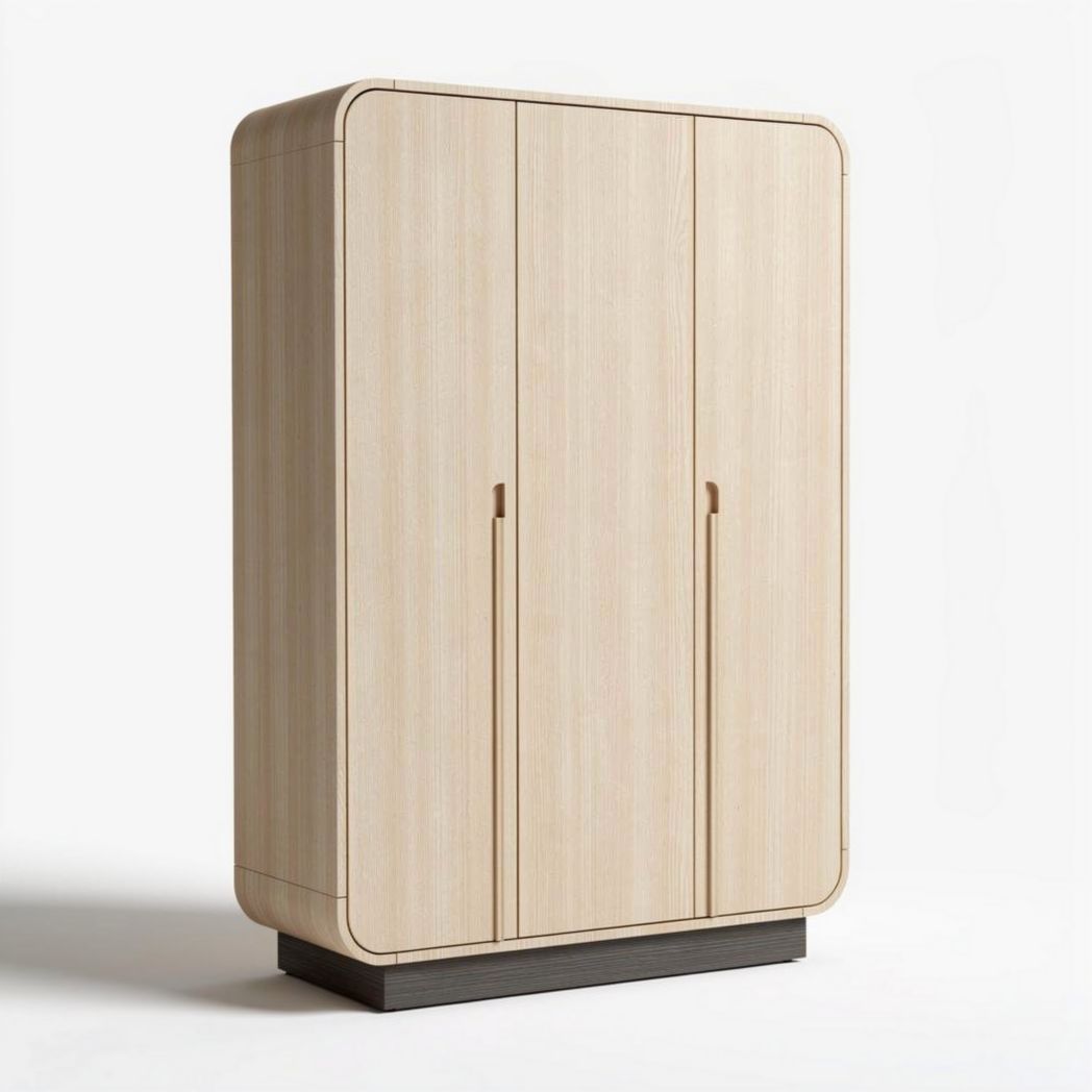 Wooden wardrobe with three doors and minimalist design 180 x 90 x 50cm