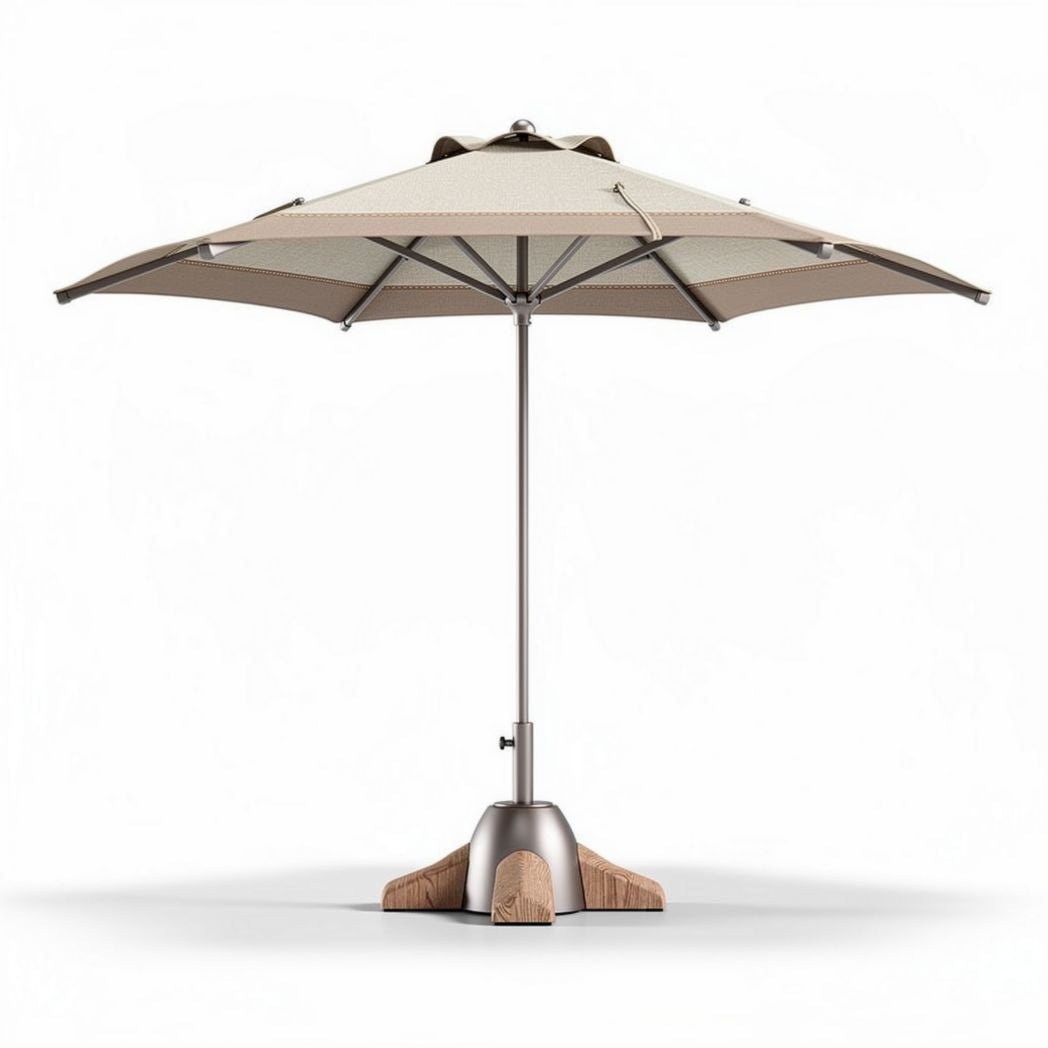 Outdoor umbrella with aluminum frame and beige canopy 250 x 250 x 250cm