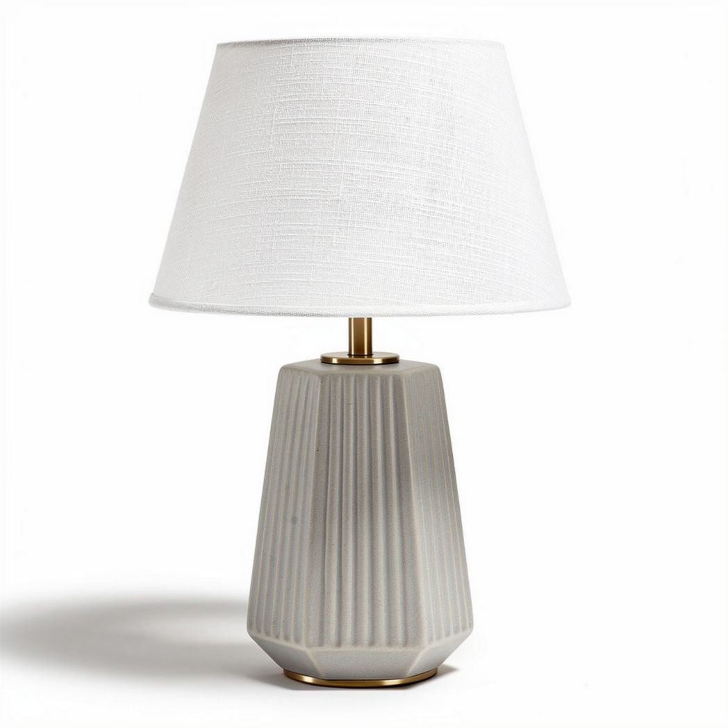 Table lamp with fabric shade and black ceramic base 30 x 30 x 45cm