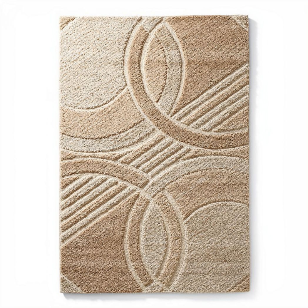 Abstract geometric area rug in neutral tones 120 x 80 x 1cm for home decor