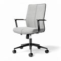 Gray fabric office chair with adjustable height and swivel base