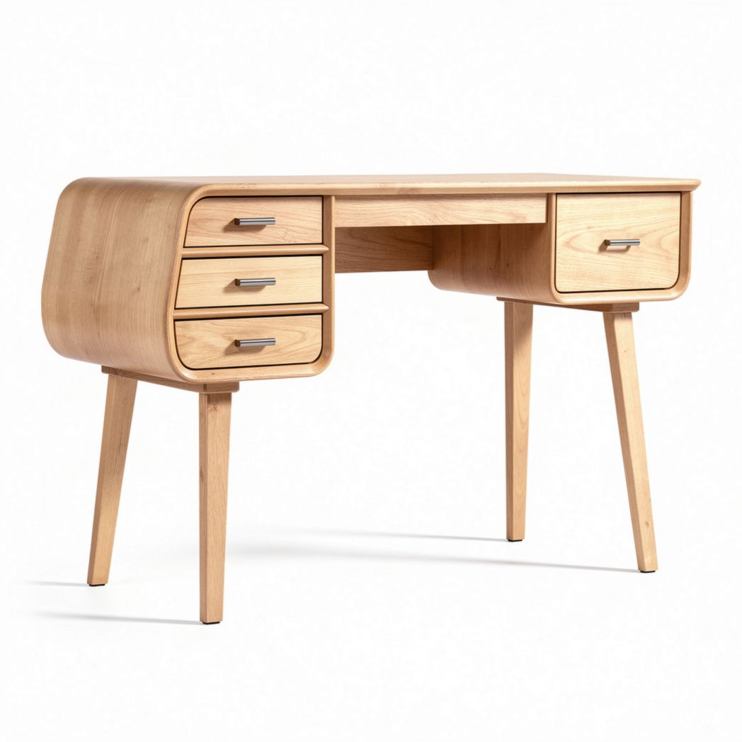 Wooden writing desk with four drawers and a natural finish 120 x 60 x 75cm